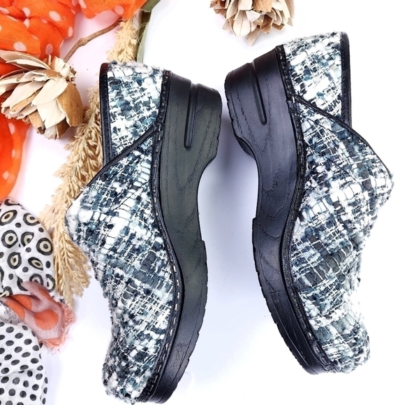 🧡 Sanita Grey White Knitted Nursing Clogs Sz 38 - Picture 6 of 7